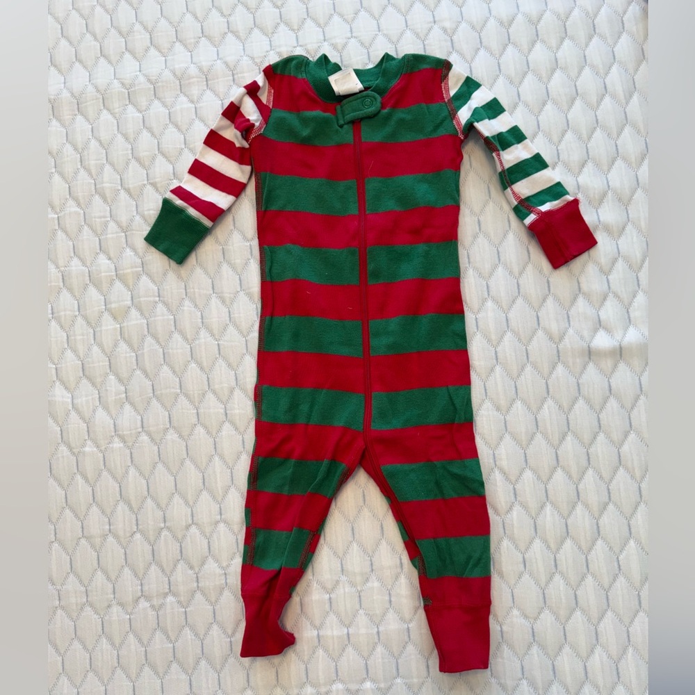 Hanna Andersson Red and Green Striped Footie